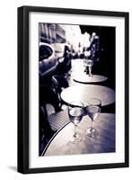 Wine Glasses at an Outdoor Cafe, Paris, France-Russ Bishop-Framed Premium Photographic Print