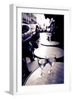 Wine Glasses at an Outdoor Cafe, Paris, France-Russ Bishop-Framed Photographic Print