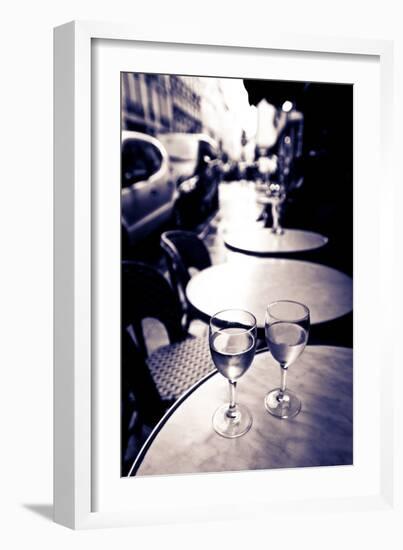 Wine Glasses at an Outdoor Cafe, Paris, France-Russ Bishop-Framed Photographic Print