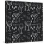 Wine Glasses Pattern-TashaNatasha-Stretched Canvas