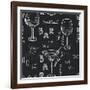 Wine Glasses Pattern-TashaNatasha-Framed Art Print