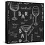 Wine Glasses Pattern-TashaNatasha-Framed Stretched Canvas