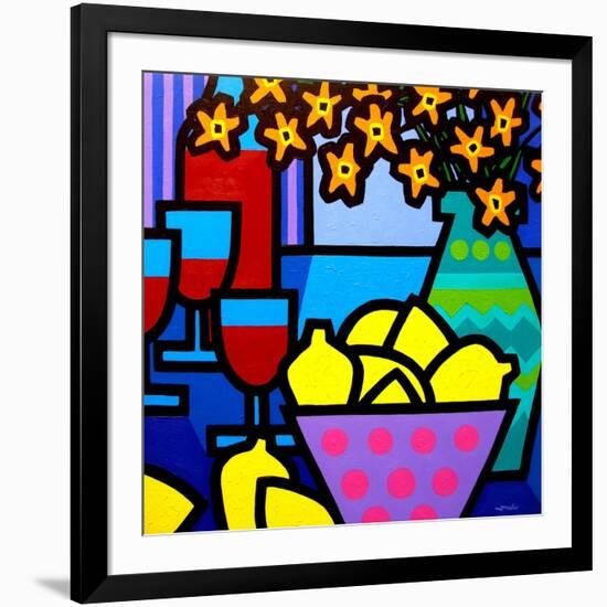 Wine, Lemons and Flowers-John Nolan-Framed Giclee Print