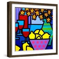 Wine, Lemons and Flowers-John Nolan-Framed Giclee Print