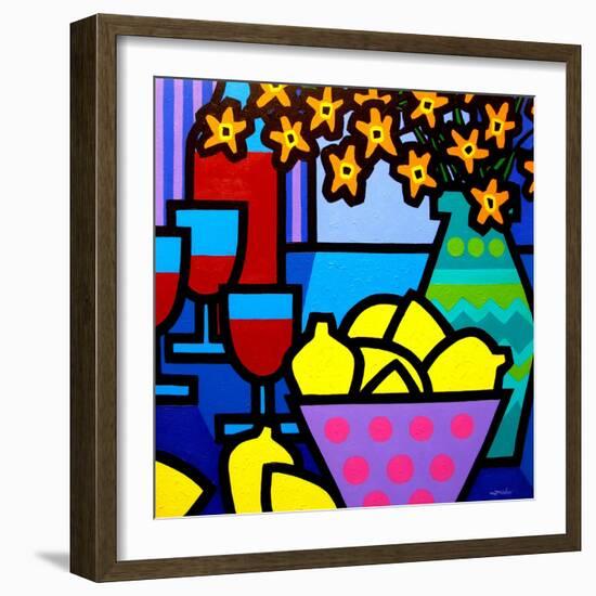 Wine, Lemons and Flowers-John Nolan-Framed Giclee Print