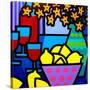 Wine, Lemons and Flowers-John Nolan-Stretched Canvas