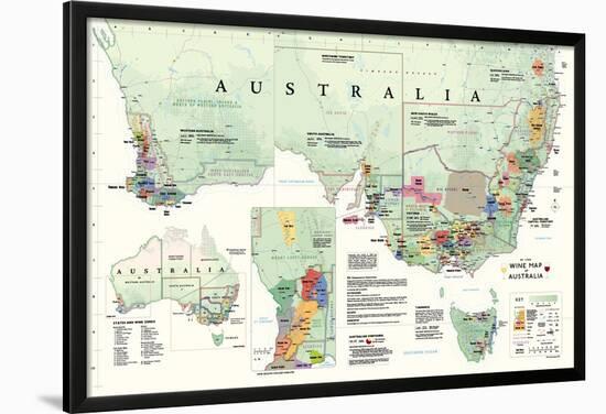 Wine Map Of Australia-null-Lamina Framed Poster