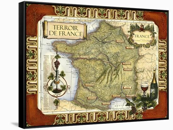 Wine Map of France-null-Framed Stretched Canvas