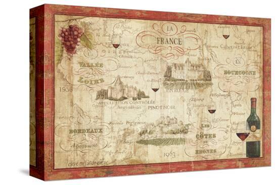 Wine Map-Daphne Brissonnet-Stretched Canvas
