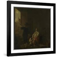 Wine Merchants Signboard: Tasting Wine, Vats of Wine-Aelbert Cuyp-Framed Art Print