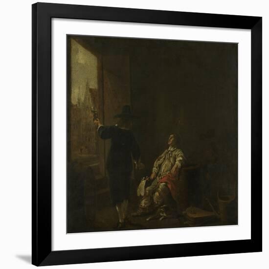 Wine Merchants Signboard: Tasting Wine, Vats of Wine-Aelbert Cuyp-Framed Art Print