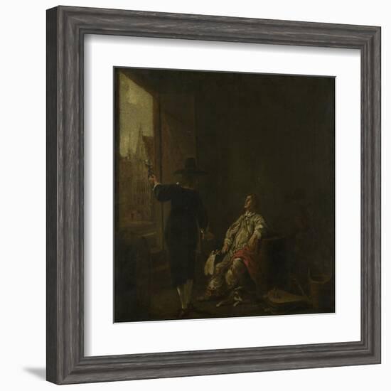 Wine Merchants Signboard: Tasting Wine, Vats of Wine-Aelbert Cuyp-Framed Art Print