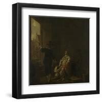 Wine Merchants Signboard: Tasting Wine, Vats of Wine-Aelbert Cuyp-Framed Art Print