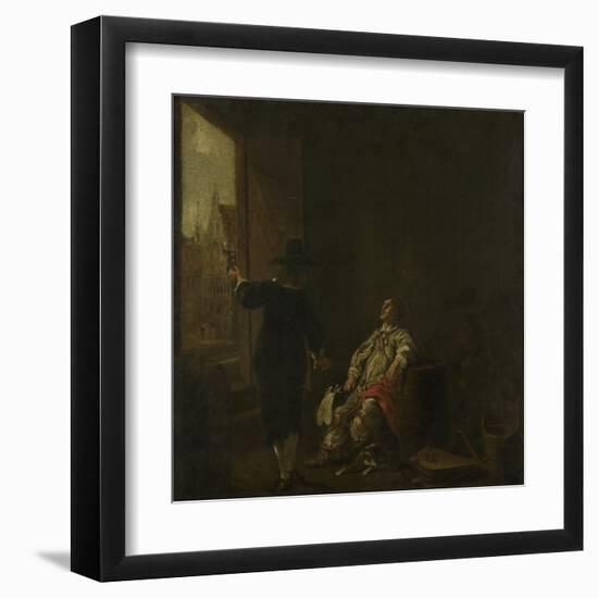 Wine Merchants Signboard: Tasting Wine, Vats of Wine-Aelbert Cuyp-Framed Art Print