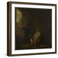 Wine Merchants Signboard: Tasting Wine, Vats of Wine-Aelbert Cuyp-Framed Art Print