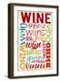 Wine Multiple Languages Typography-Lantern Press-Framed Art Print