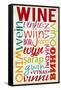 Wine Multiple Languages Typography-Lantern Press-Framed Stretched Canvas
