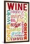 Wine Multiple Languages Typography-Lantern Press-Framed Art Print