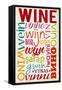 Wine Multiple Languages Typography-Lantern Press-Framed Stretched Canvas