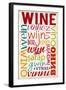 Wine Multiple Languages Typography-Lantern Press-Framed Art Print