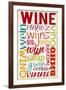 Wine Multiple Languages Typography-Lantern Press-Framed Art Print