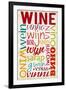 Wine Multiple Languages Typography-Lantern Press-Framed Art Print