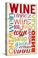 Wine Multiple Languages Typography-Lantern Press-Stretched Canvas