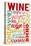 Wine Multiple Languages Typography-Lantern Press-Stretched Canvas