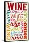 Wine Multiple Languages Typography-Lantern Press-Framed Stretched Canvas