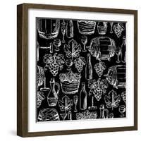 Wine Pattern Drawn by Chalk-incomible-Framed Art Print