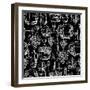 Wine Pattern Drawn by Chalk-incomible-Framed Art Print