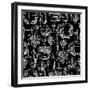 Wine Pattern Drawn by Chalk-incomible-Framed Art Print