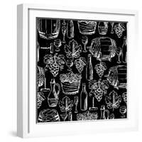 Wine Pattern Drawn by Chalk-incomible-Framed Art Print