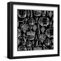 Wine Pattern Drawn by Chalk-incomible-Framed Art Print