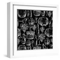 Wine Pattern Drawn by Chalk-incomible-Framed Art Print