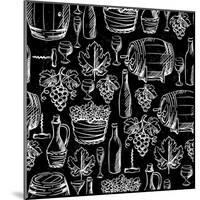 Wine Pattern Drawn by Chalk-incomible-Mounted Art Print