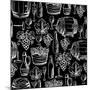 Wine Pattern Drawn by Chalk-incomible-Mounted Art Print