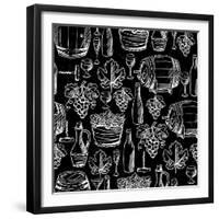 Wine Pattern Drawn by Chalk-incomible-Framed Premium Giclee Print