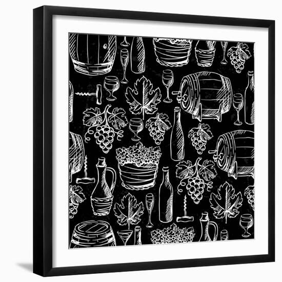 Wine Pattern Drawn by Chalk-incomible-Framed Premium Giclee Print