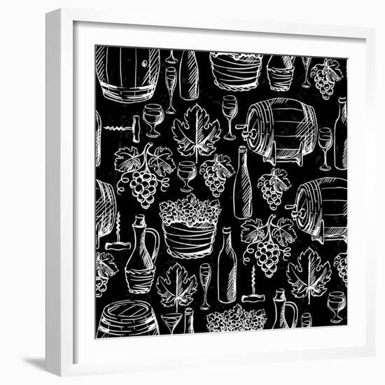 Wine Pattern Drawn by Chalk-incomible-Framed Premium Giclee Print