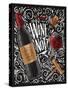 Wine Poster Lettering Wine Not with Illustrated Bottle, Glass, Cork, Corkscrew and Design Elements-anna42f-Stretched Canvas