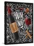 Wine Poster Lettering Wine Not with Illustrated Bottle, Glass, Cork, Corkscrew and Design Elements-anna42f-Stretched Canvas