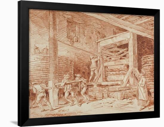 Wine Press, c.1759-Hubert Robert-Framed Giclee Print