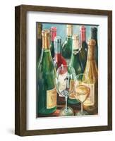 Wine Reflections II - Bottles and Glasses-Gregory Gorham-Framed Art Print