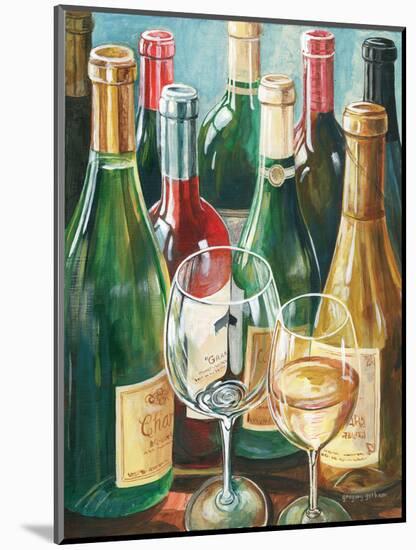 Wine Reflections II - Bottles and Glasses-Gregory Gorham-Mounted Art Print