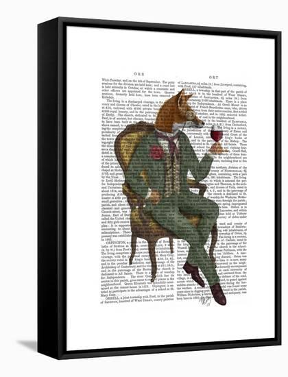 Wine Taster Fox Full-Fab Funky-Framed Stretched Canvas