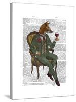Wine Taster Fox Full-Fab Funky-Stretched Canvas