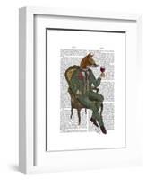 Wine Taster Fox Full-Fab Funky-Framed Art Print