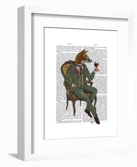 Wine Taster Fox Full-Fab Funky-Framed Art Print