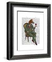 Wine Taster Fox Full-Fab Funky-Framed Art Print